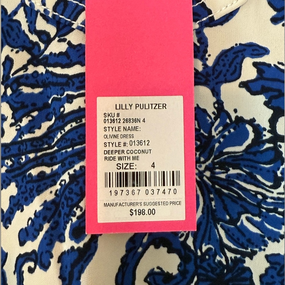 Lilly Pulitzer OLIVINE DRESS, print: DEEPER COCONUT RIDE WITH ME; size 4 NWT - Picture 8 of 10